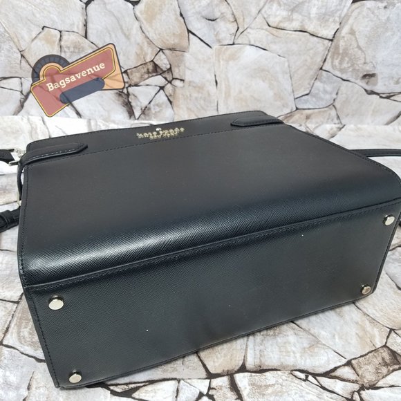 Staci Satchel Medium Size Crossbody Black Crosshatched Leather  Kate Spade - Picture 5 of 14
